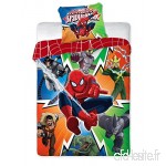 Spiderman Parure de lit 1 Personne Housse de Couette + Taie d'oreiller Linge de lit réversible 100% Coton - B079RMBMG2
